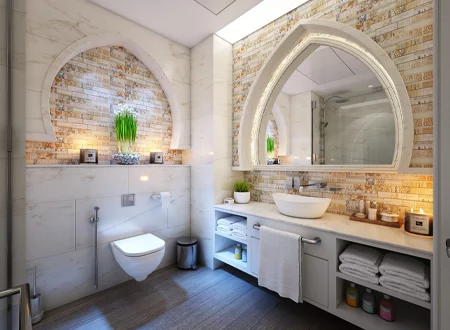 Luxury Bathroom Renovation With Brick Walls