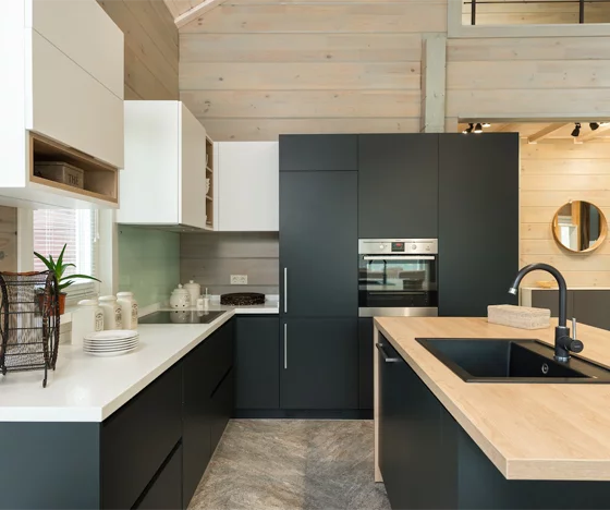 Modern Kitchen Renovation With Wood Finish Island